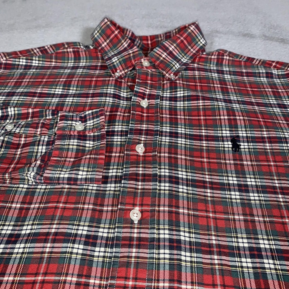 Ralph Lauren Shirt Mens Large Red Plaid Long Sleeve Button Down Classic Fit